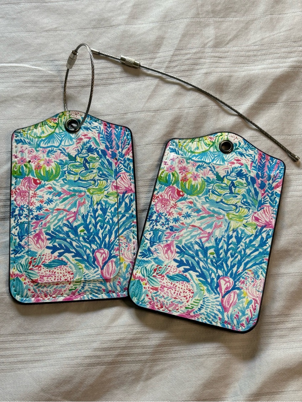 ✨5 for $20✨ Vibrant Floral Reef Luggage Tags - Blue, Pink & Green